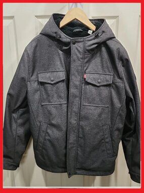 Levi's Men's Hooded Jacket in Charcoal Gray